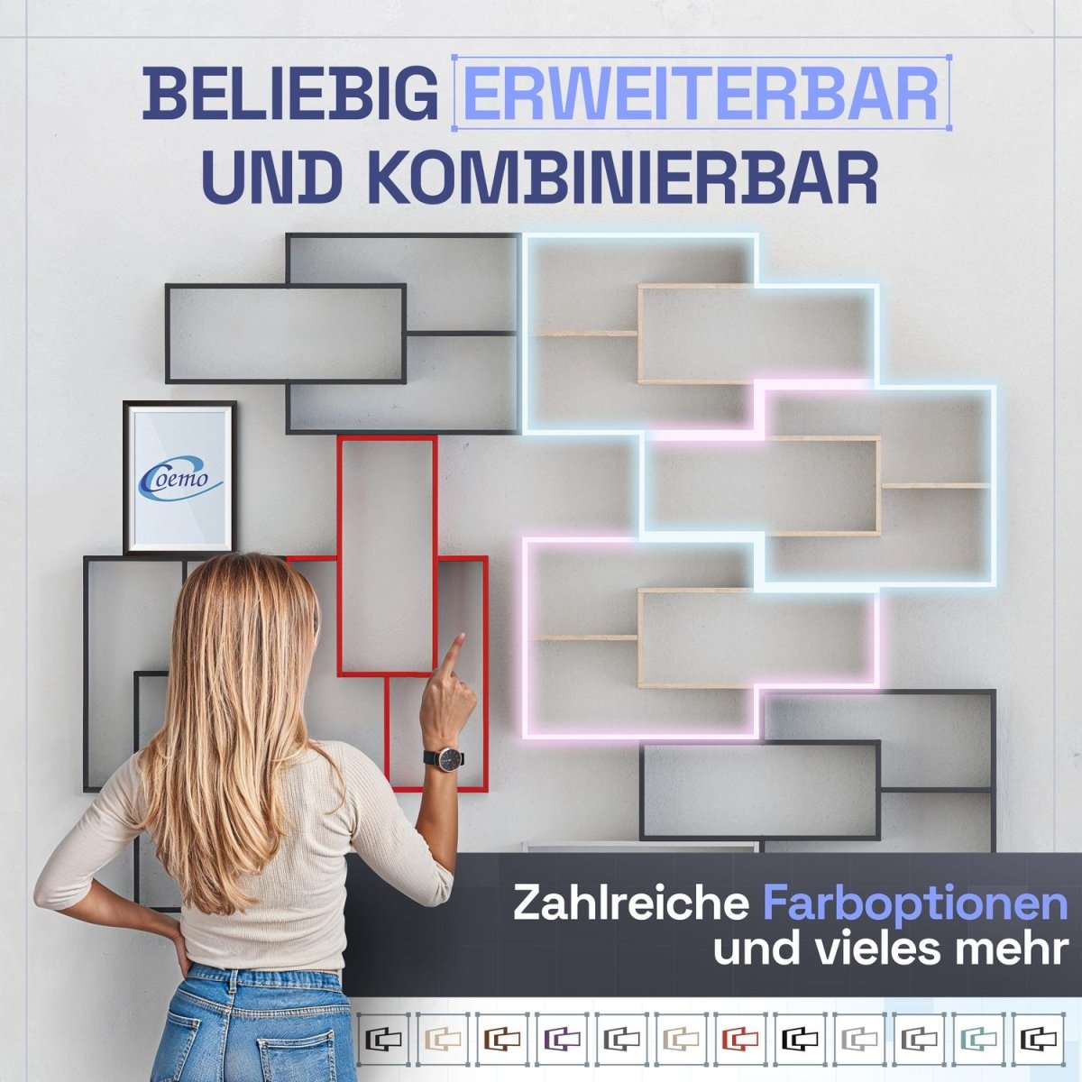 Wandregal Karo Schweberegal aus Holz - Mein - Regal.de