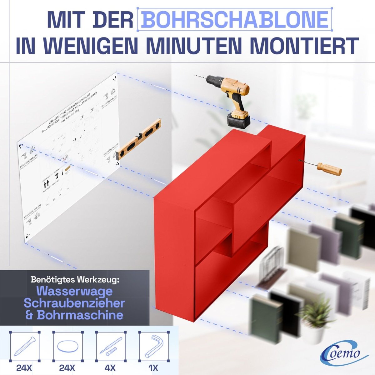 Wandregal Karo Schweberegal aus Holz - Mein - Regal.de