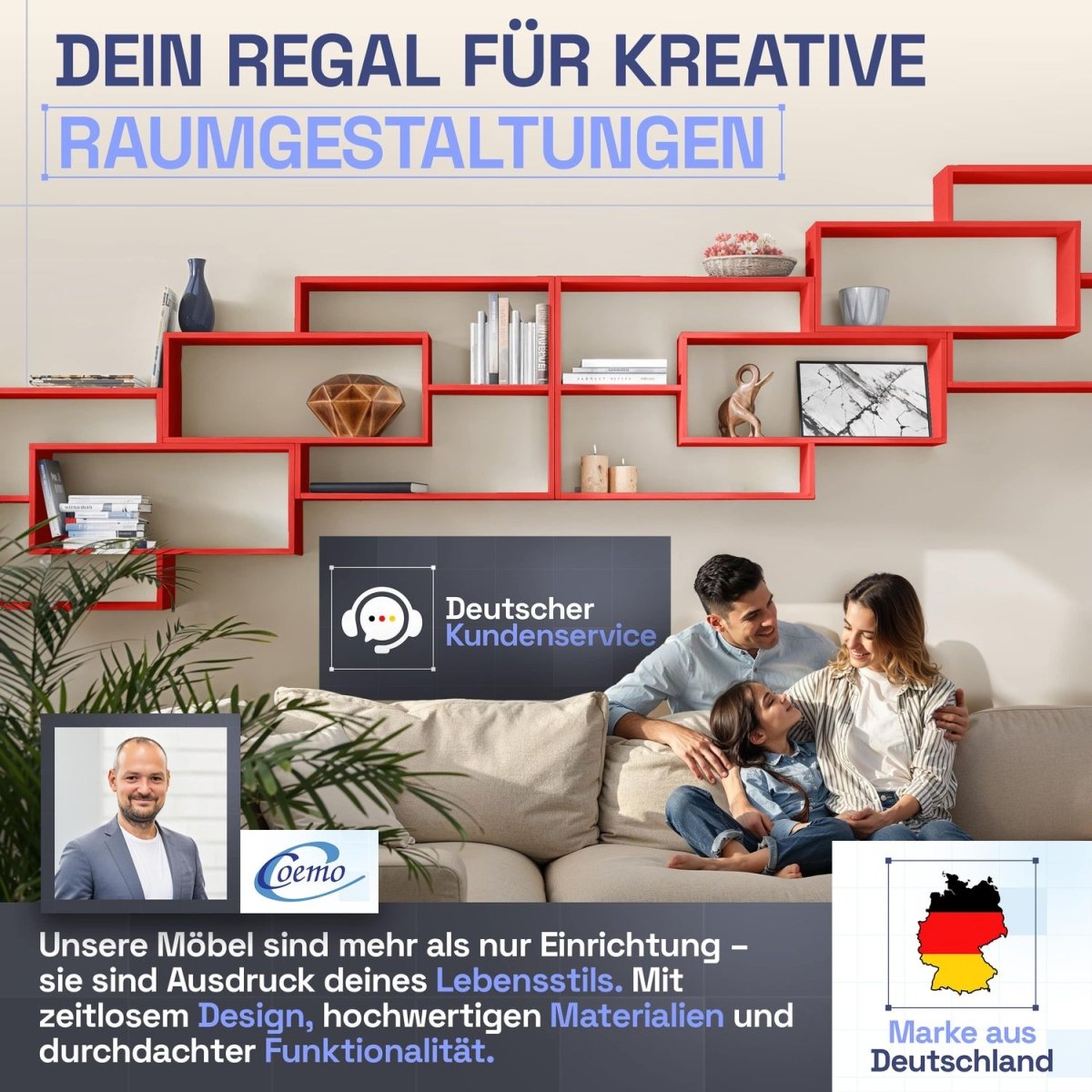 Wandregal Karo Schweberegal aus Holz - Mein - Regal.de