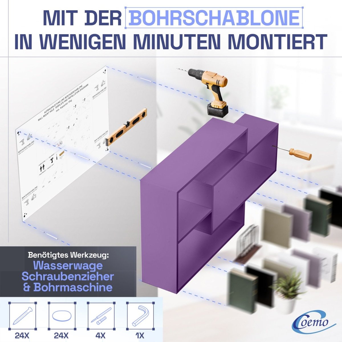 Wandregal Karo Schweberegal aus Holz - Mein - Regal.de