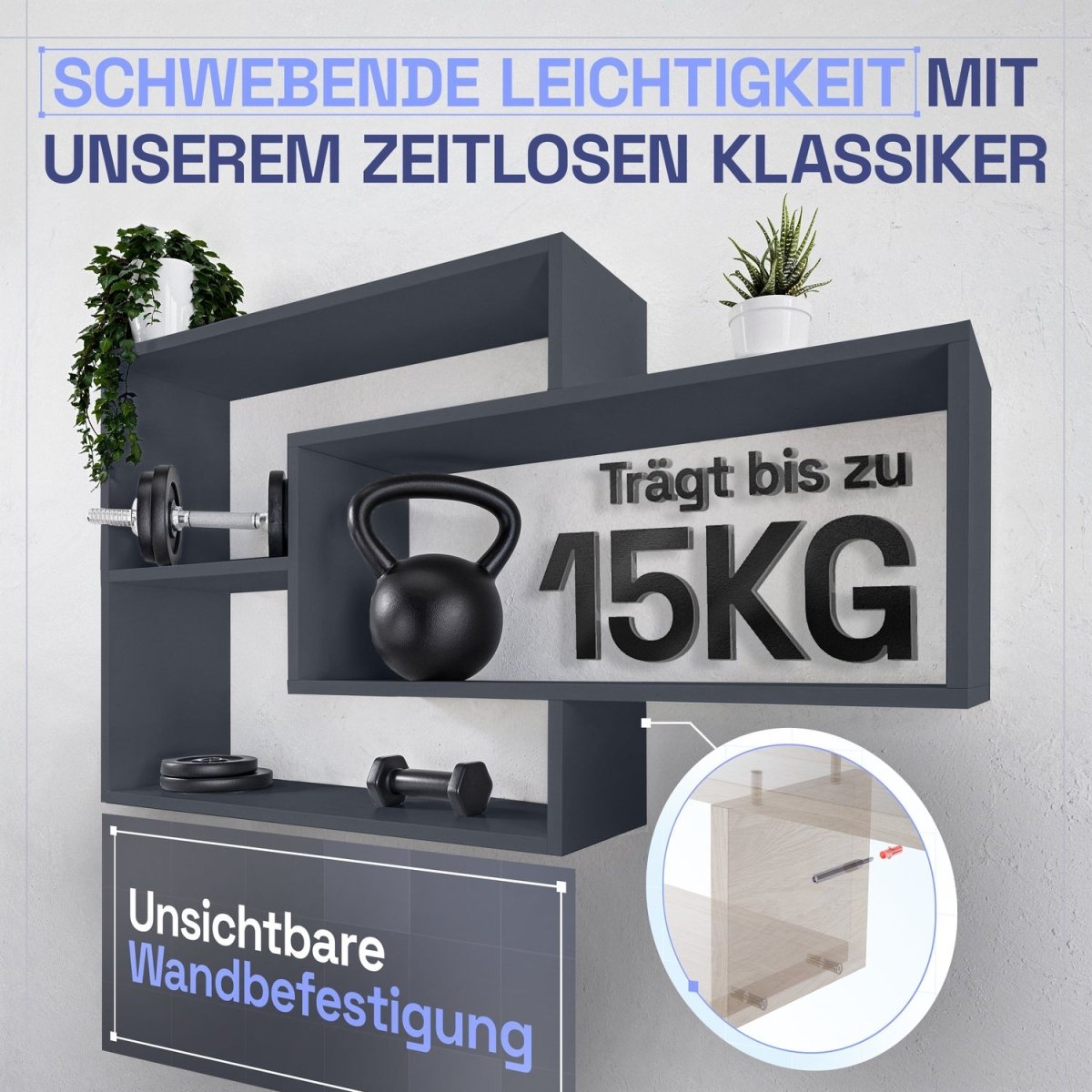 Wandregal Karo Schweberegal aus Holz - Mein - Regal.de