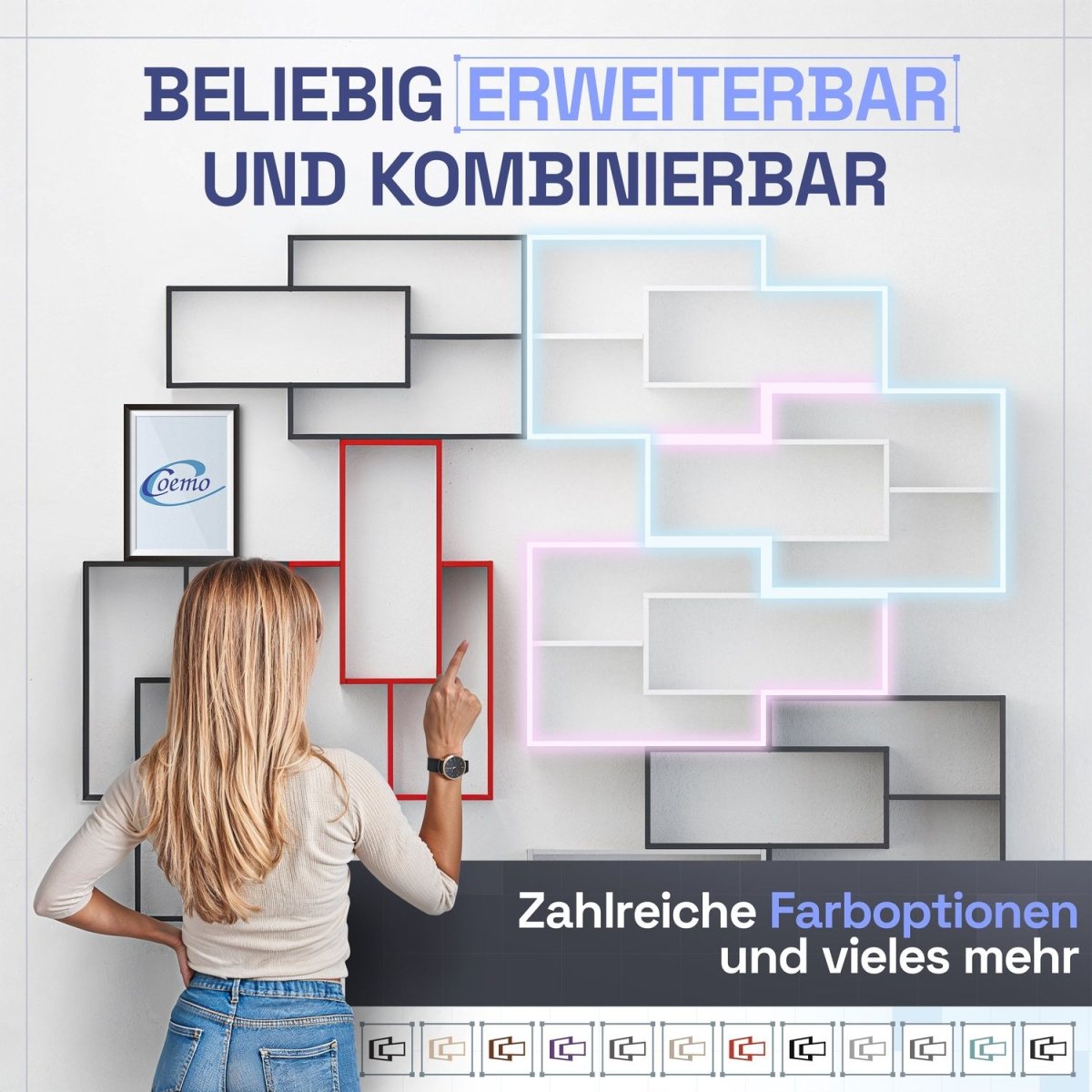 Wandregal Karo Schweberegal aus Holz - Mein - Regal.de