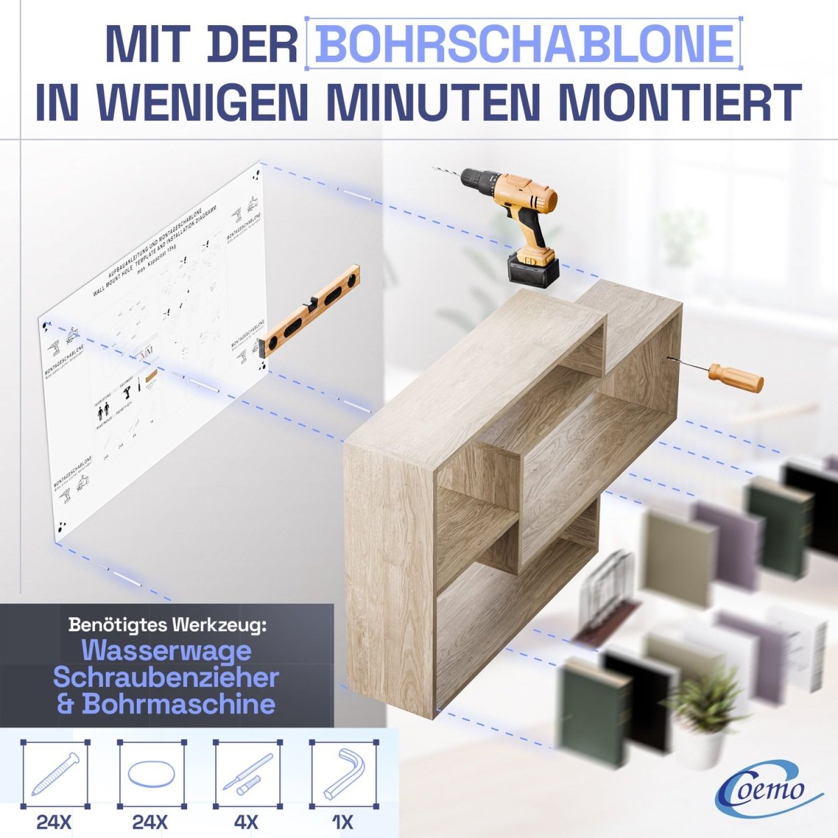 Wandregal Karo Schweberegal aus Holz - Mein - Regal.de