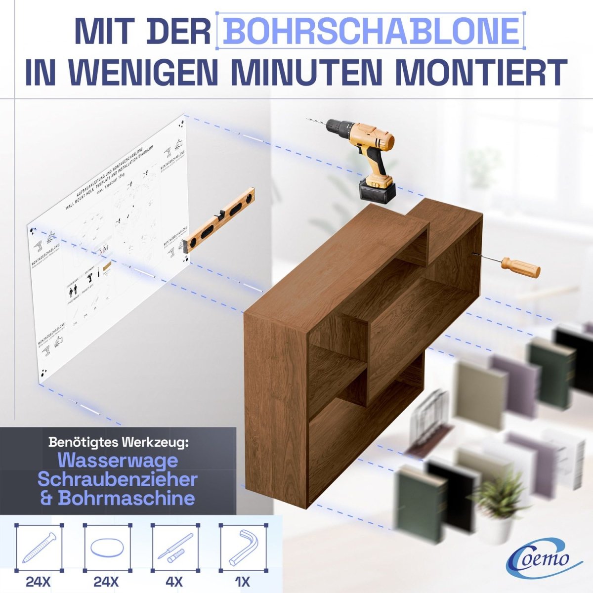 Wandregal Karo Schweberegal aus Holz - Mein - Regal.de