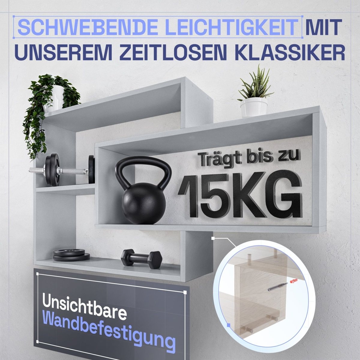 Wandregal Karo Schweberegal aus Holz - Mein - Regal.de