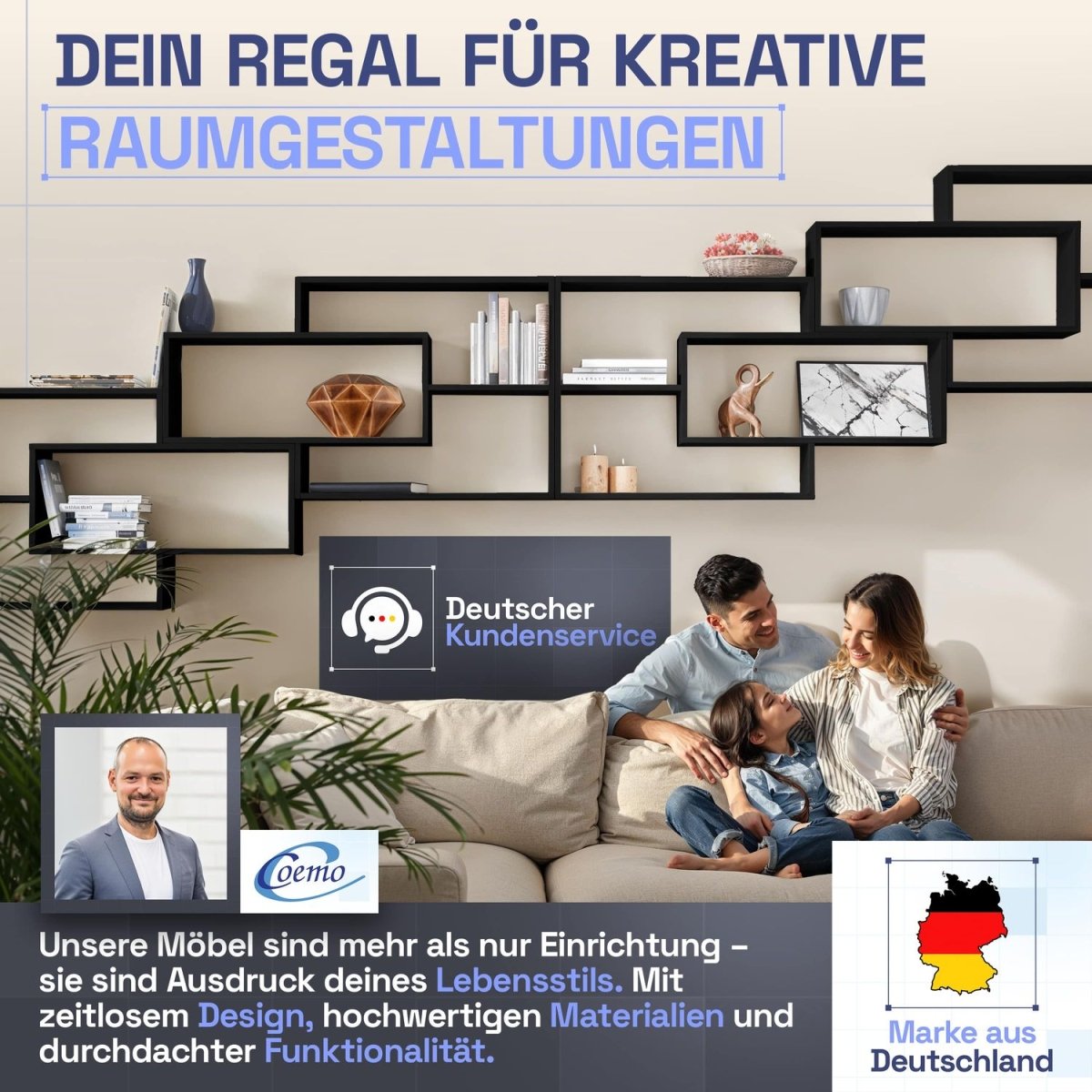 Wandregal Karo Schweberegal aus Holz - Mein - Regal.de