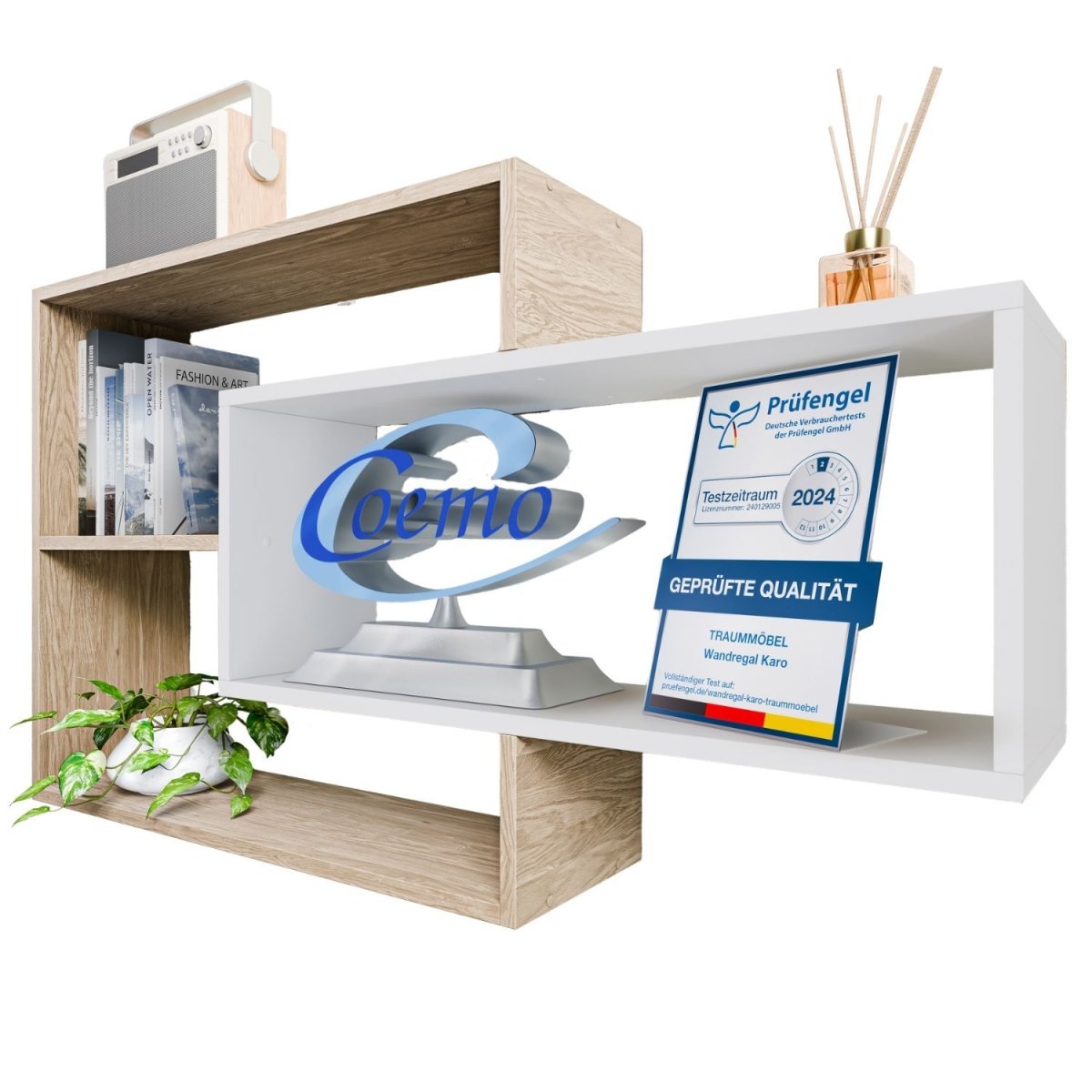 Wandregal Karo Schweberegal aus Holz - Mein - Regal.de