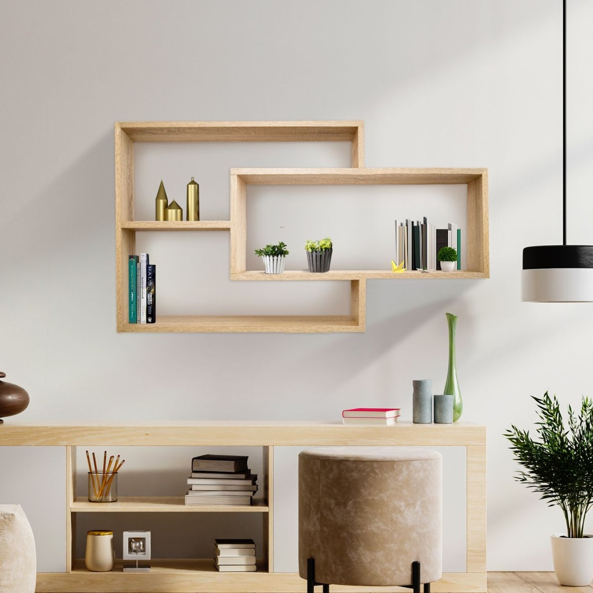 Wandregal Karo Schweberegal aus Holz