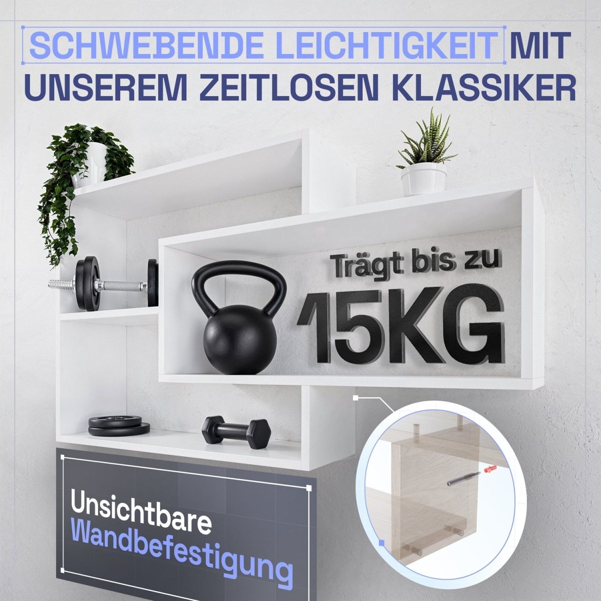 Wandregal Karo Schweberegal aus Holz - Mein - Regal.de