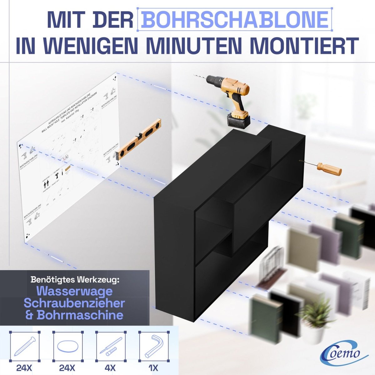 Wandregal Karo Schweberegal aus Holz - Mein - Regal.de