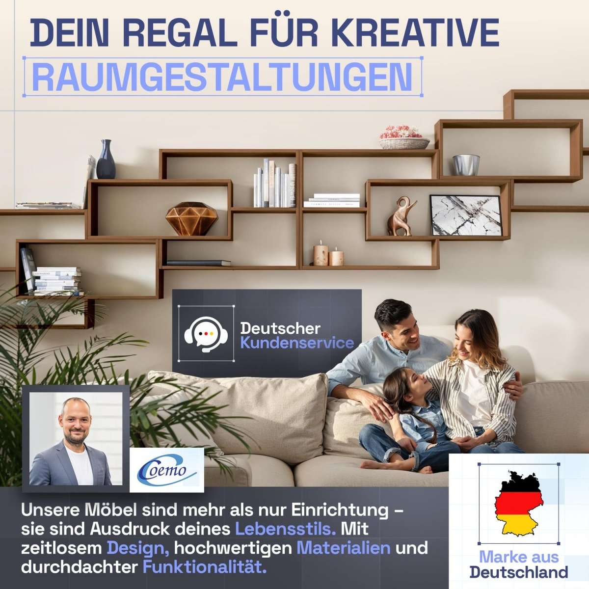 Wandregal Karo Schweberegal aus Holz - Mein - Regal.de