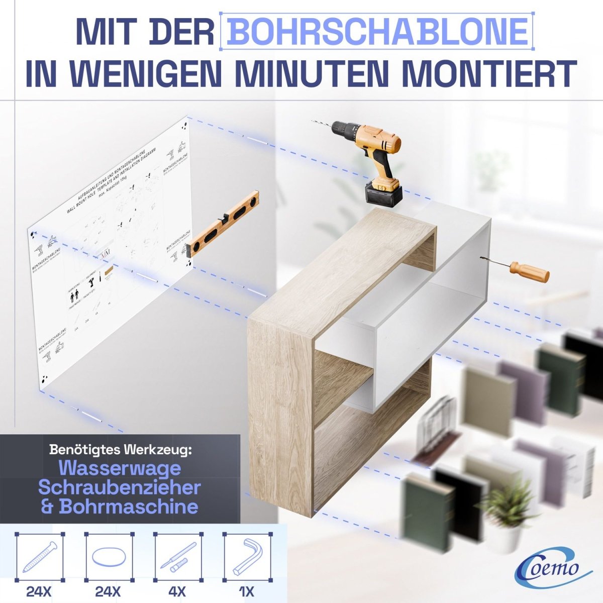 Wandregal Karo Schweberegal aus Holz - Mein - Regal.de