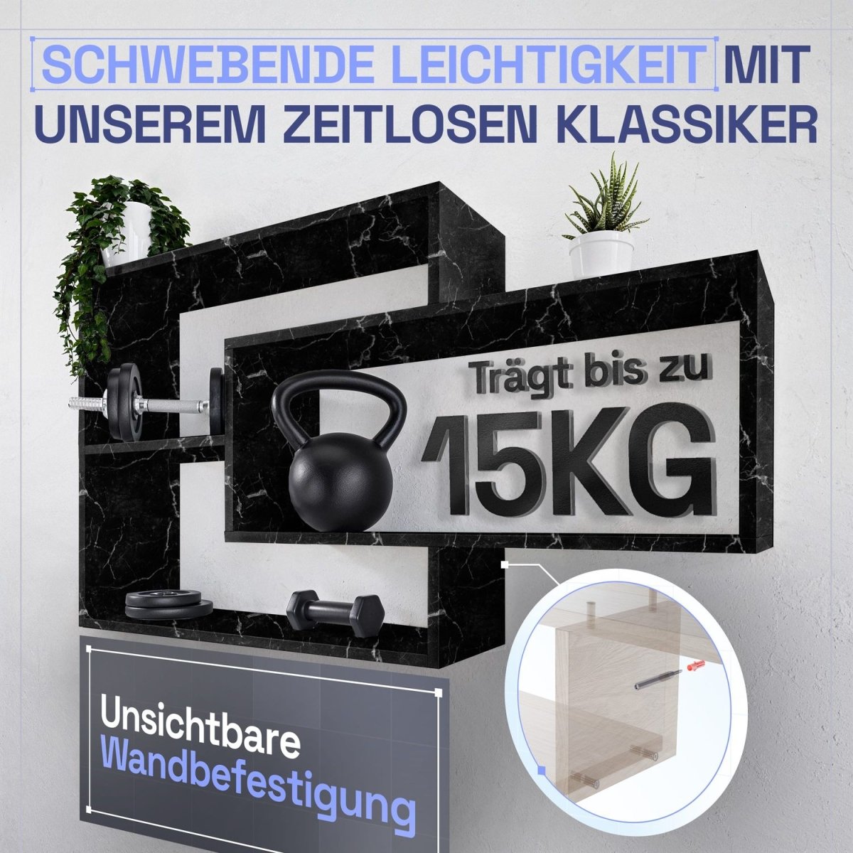 Wandregal Karo Schweberegal aus Holz - Mein - Regal.de