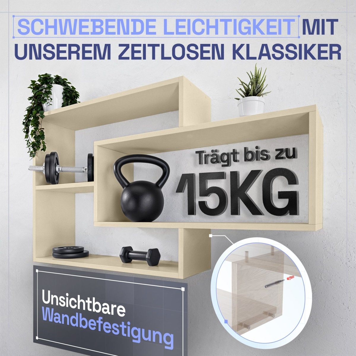 Wandregal Karo Schweberegal aus Holz - Mein - Regal.de