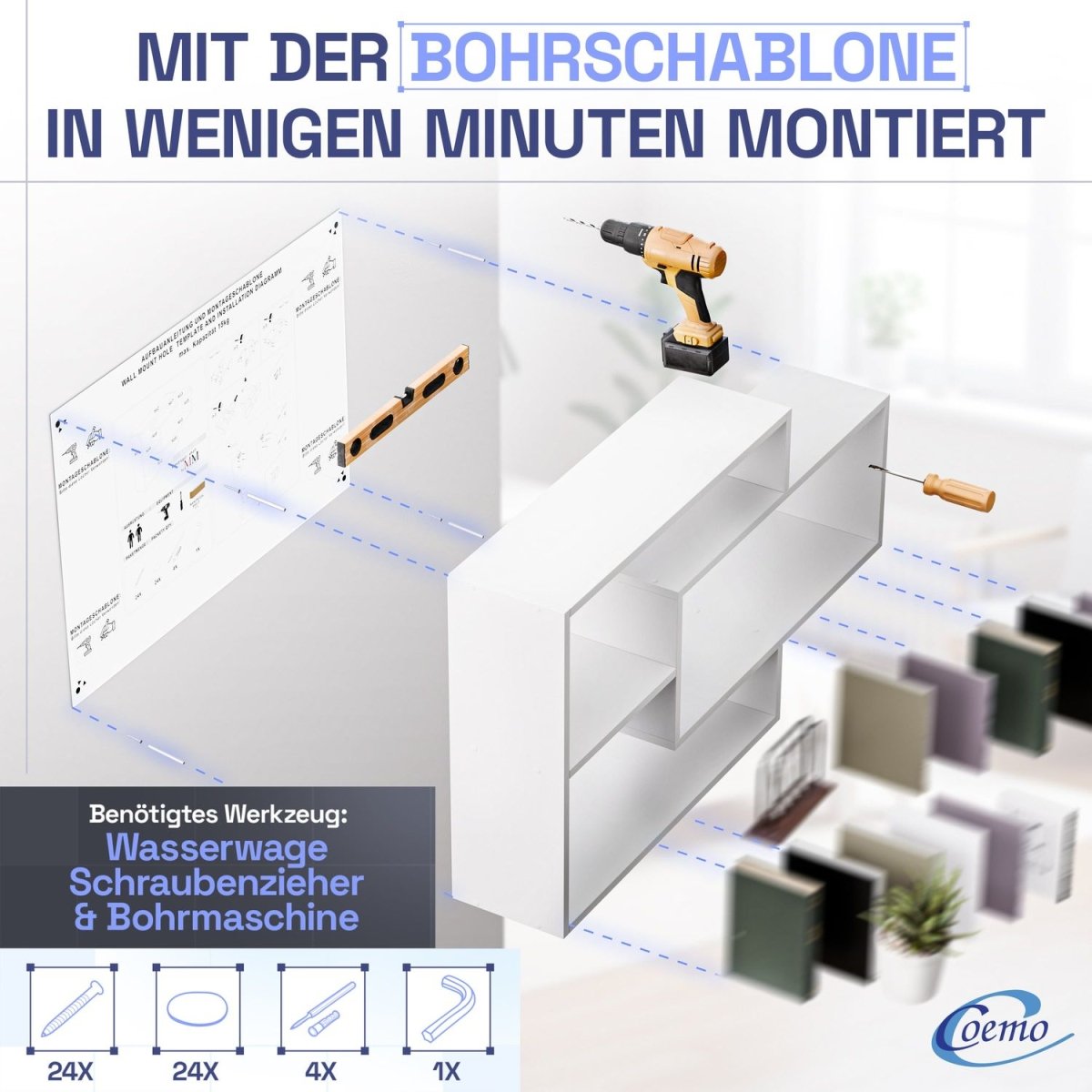 Wandregal Karo Schweberegal aus Holz - Mein - Regal.de