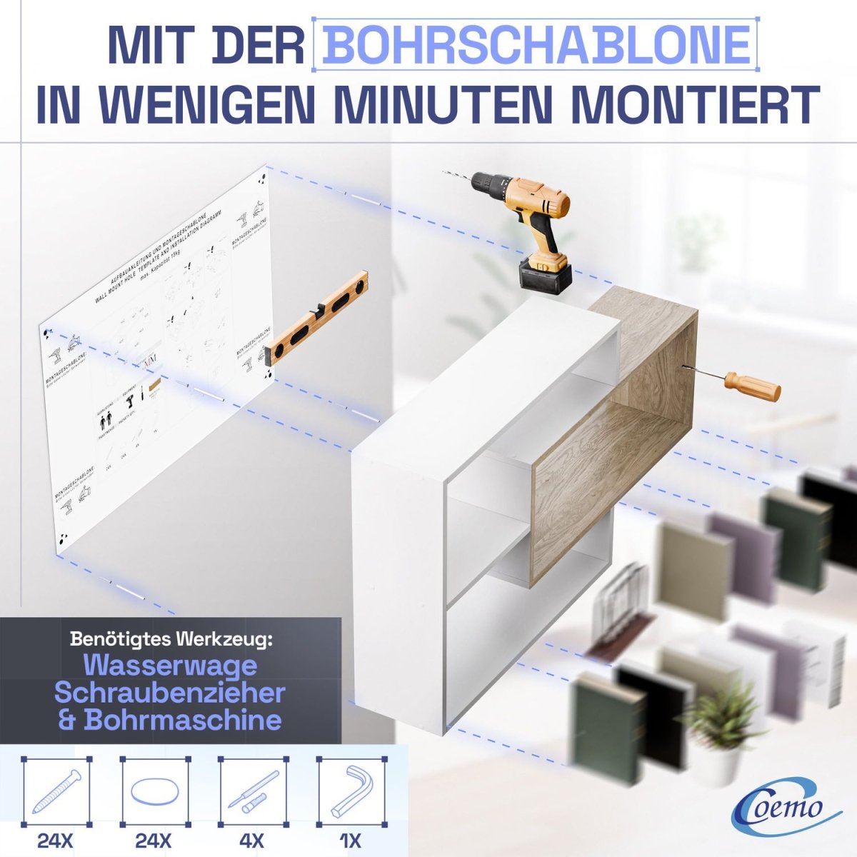 Wandregal Karo Schweberegal aus Holz - Mein - Regal.de