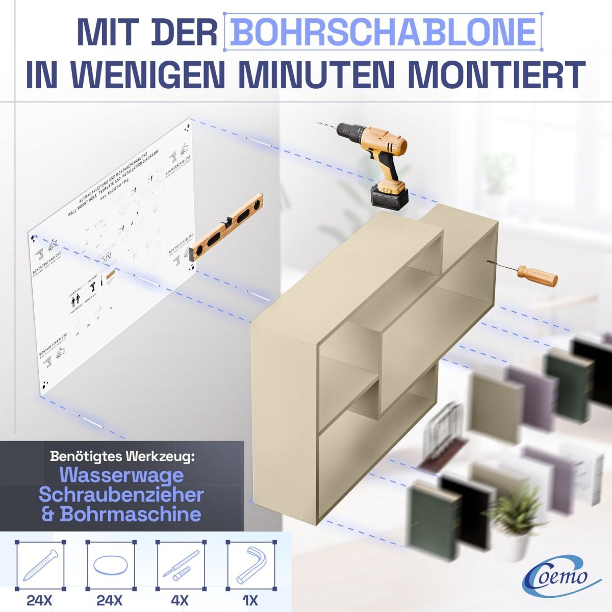 Wandregal Karo Schweberegal aus Holz - Mein - Regal.de
