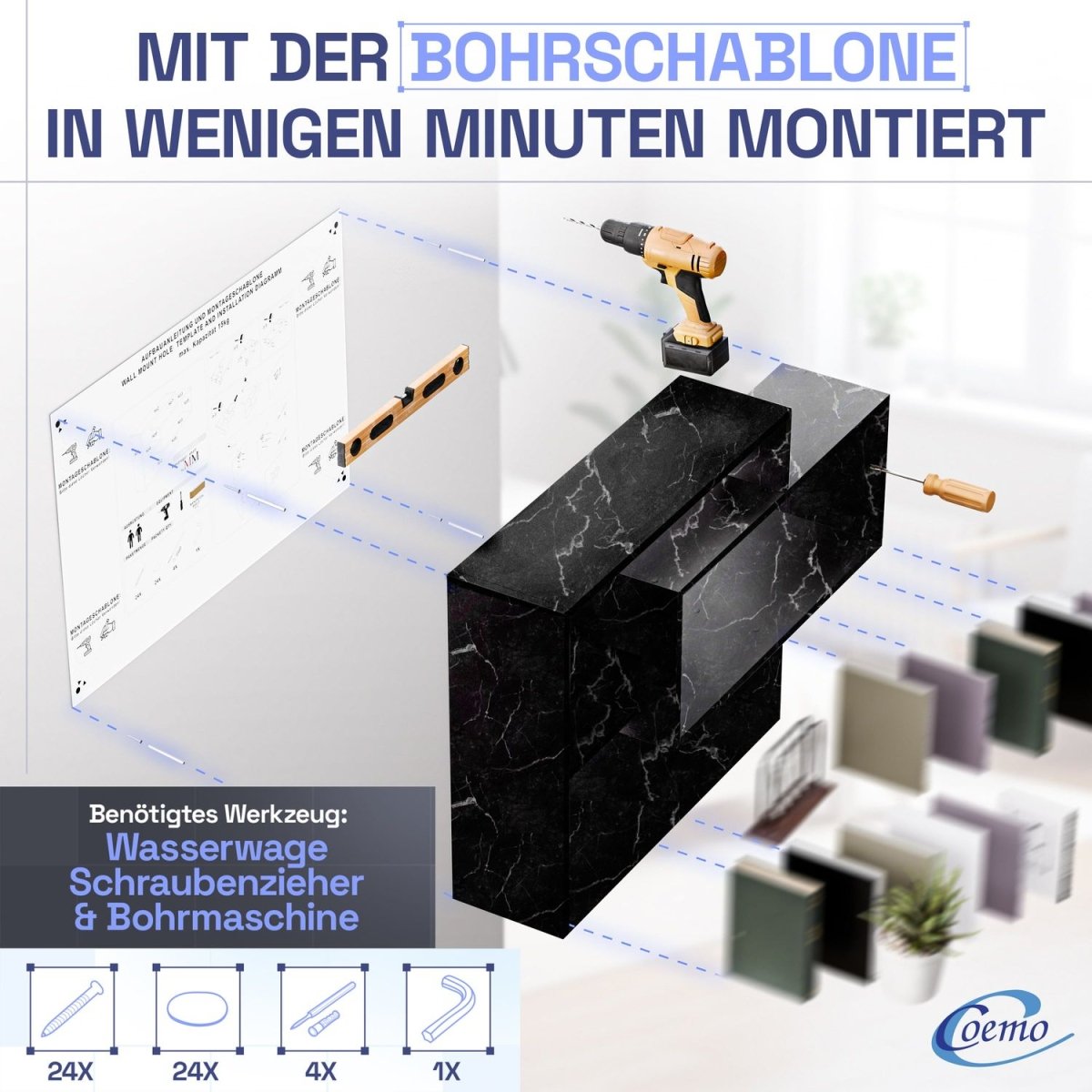 Wandregal Karo Schweberegal aus Holz - Mein - Regal.de