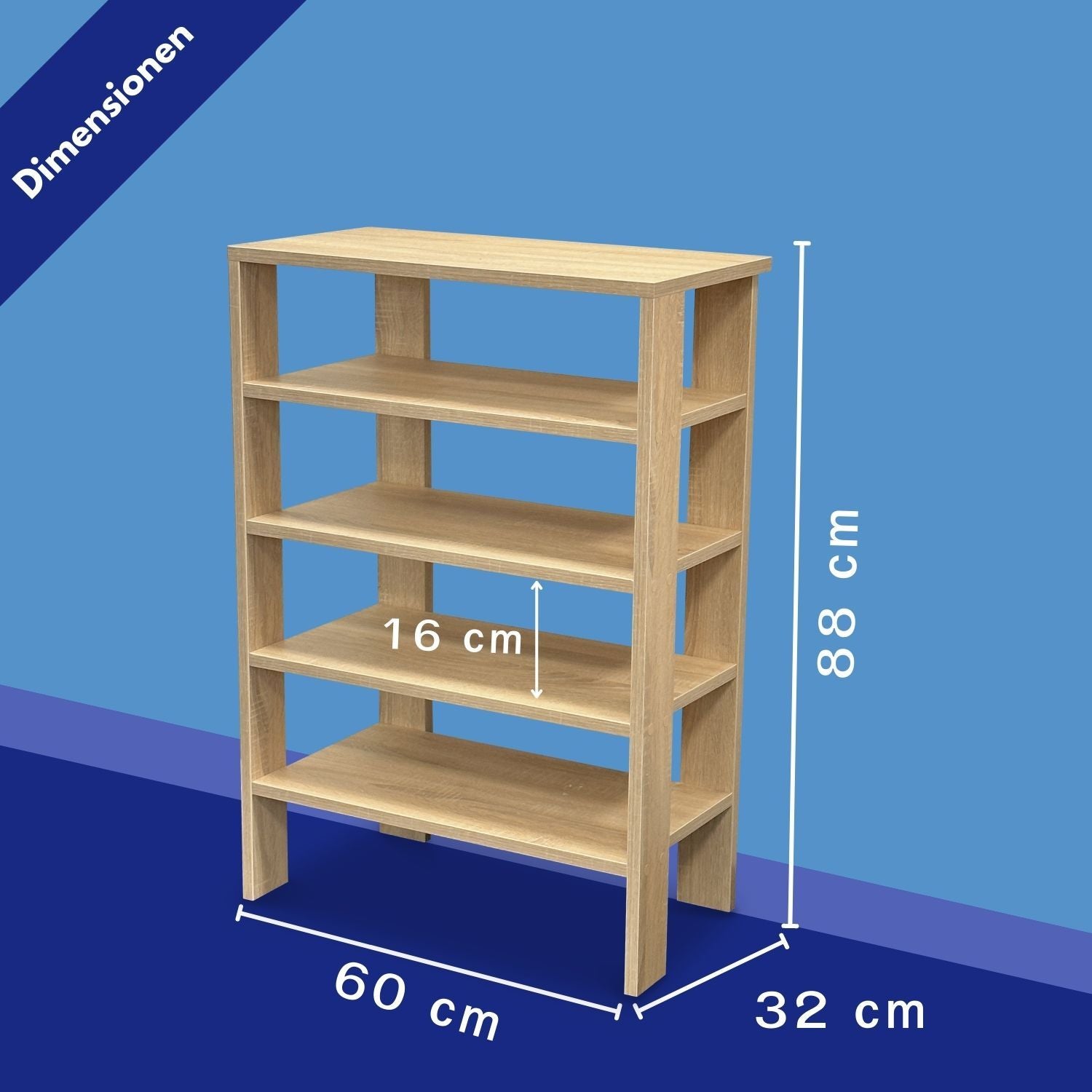 Schuhregal Charlie mit Maßangaben