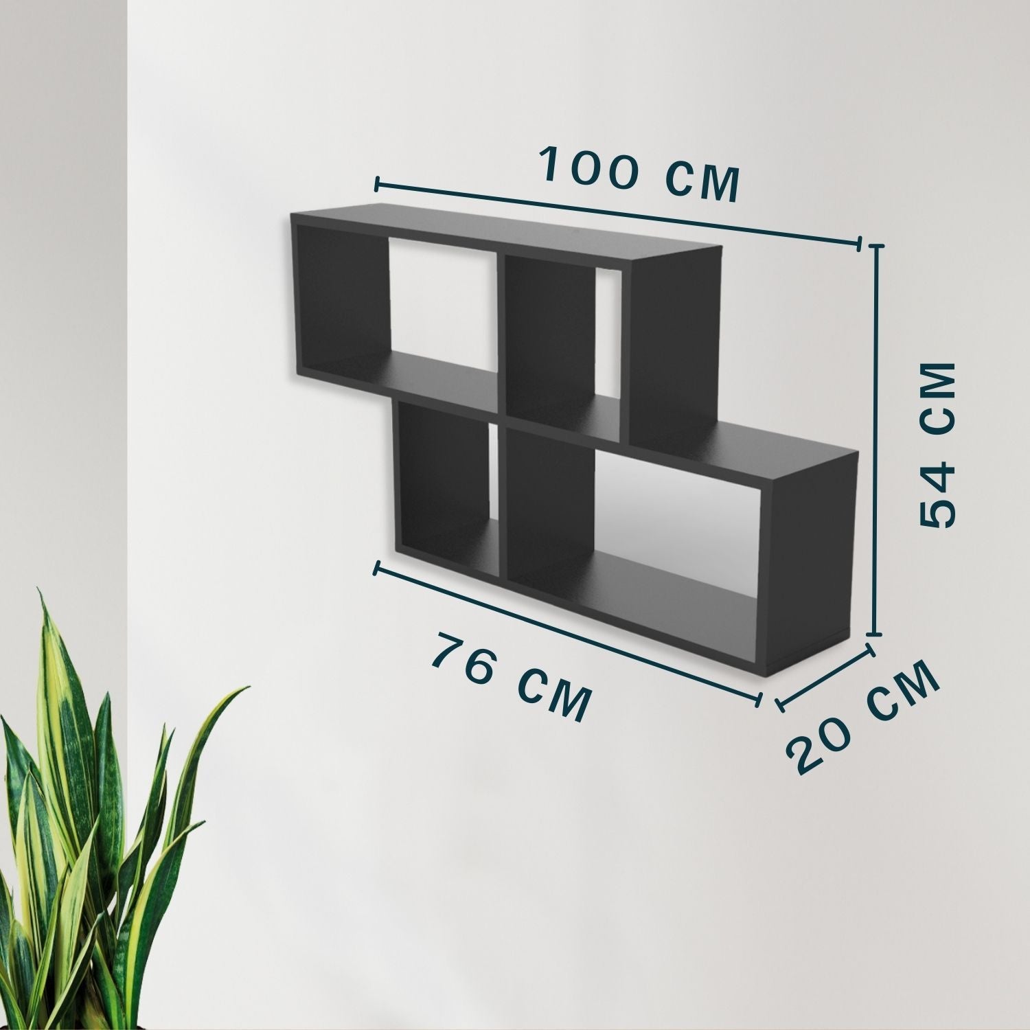 Coemo Wandregal Ernie aus Holz MDF, 4 Fächer vertikal versetzt
