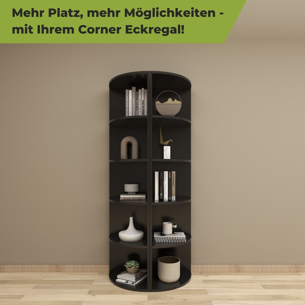 Coemo Eckregal Corner 185 aus Holz 5 Etagen
