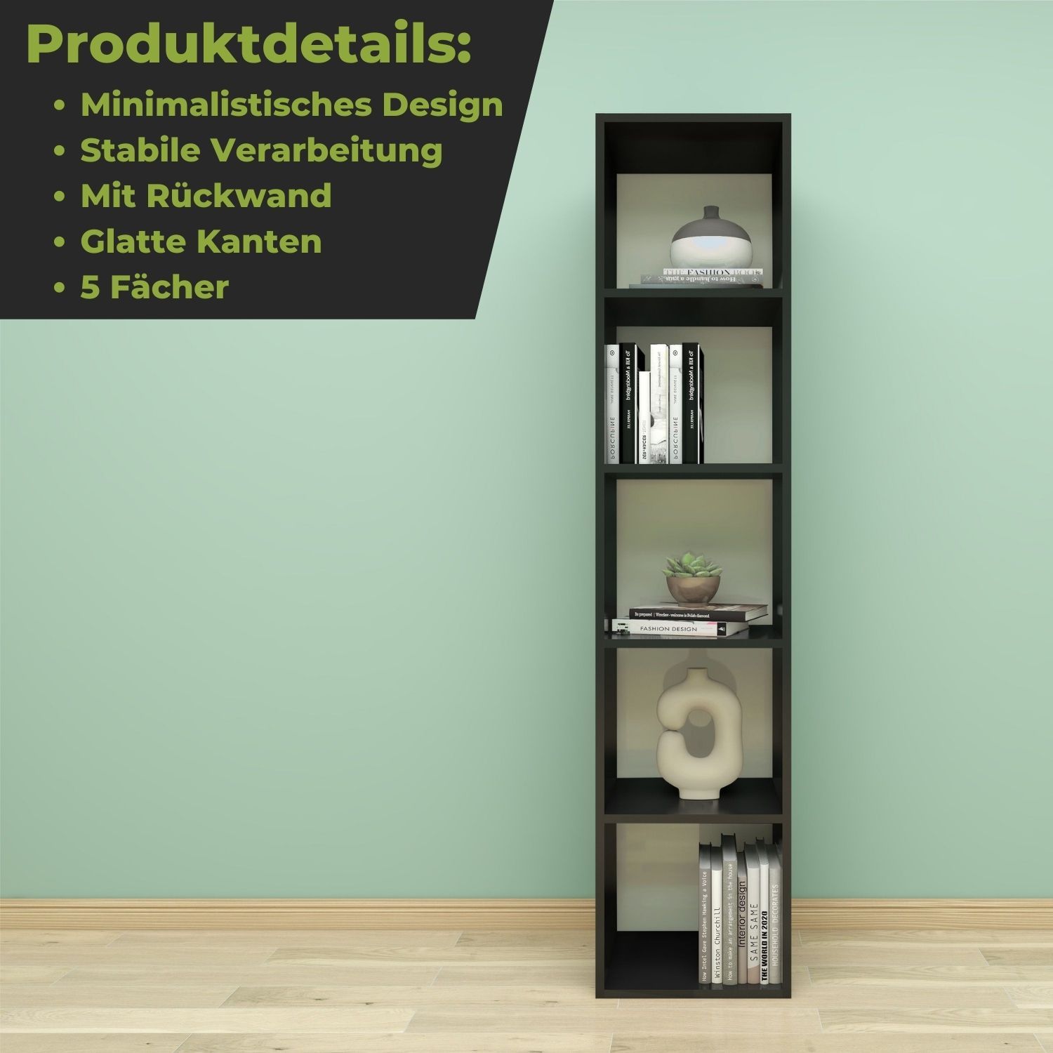 Standregal Alpha 185 in der Farbe Schwarz mit Details