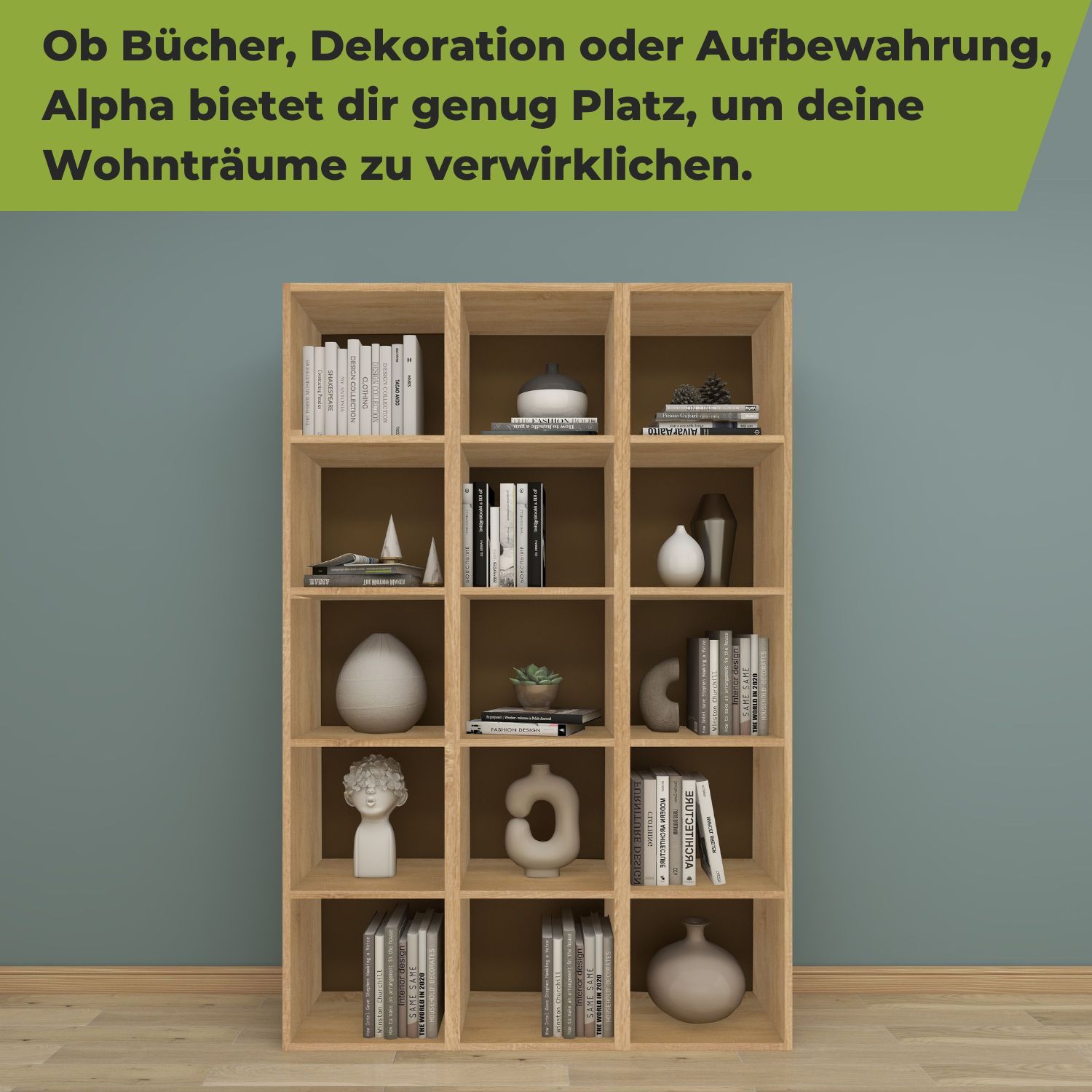 Standregal Alpha 185 in der Farbe Natur in 3er Kombination