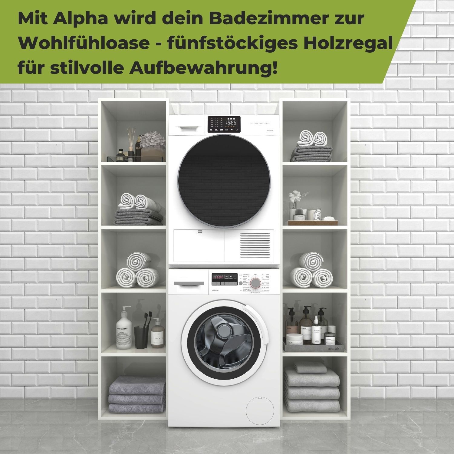 Standregal Alpha 185 in der Farbe Weiß in der Waschküche