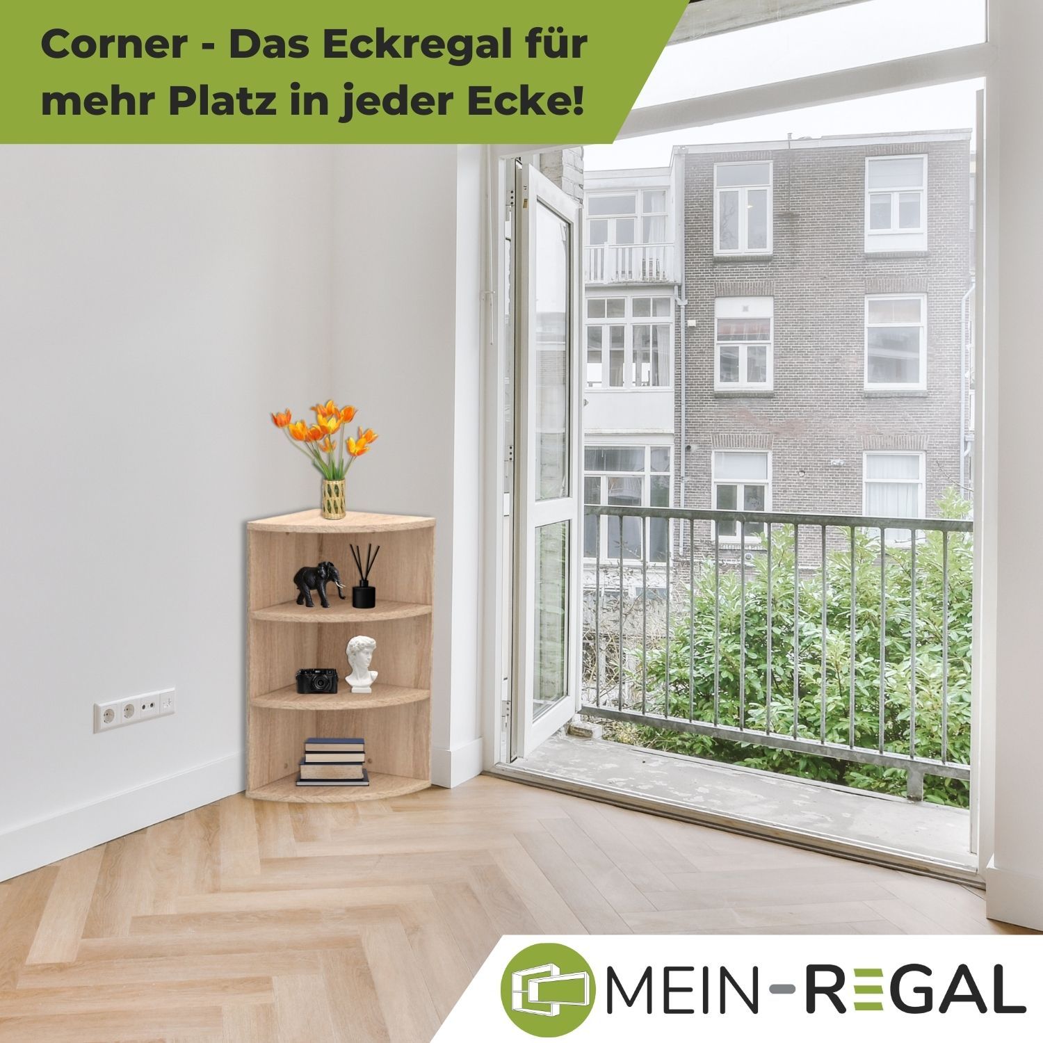 Mein-Regal Eckregal Corner 60 aus Holz 3 Etagen