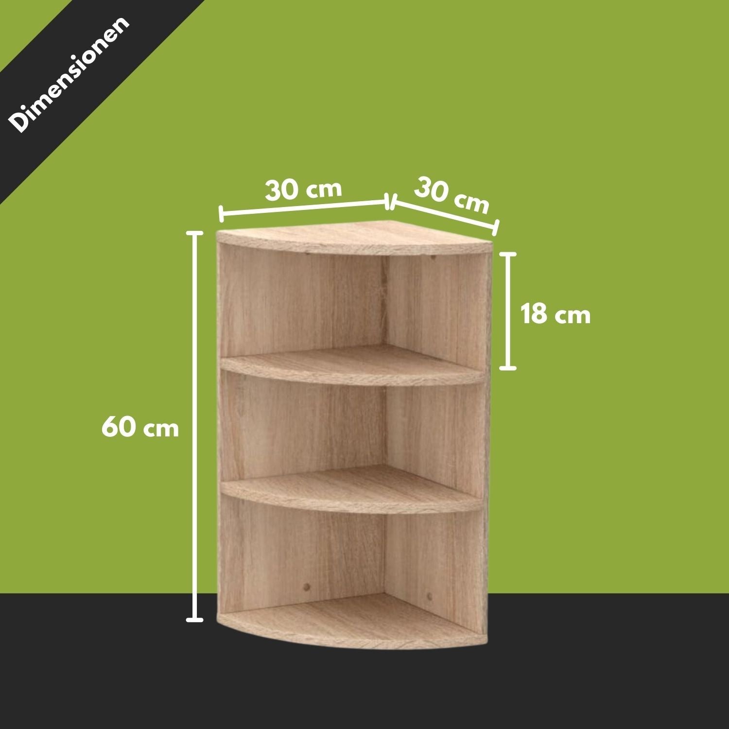 Mein-Regal Eckregal Corner 60 aus Holz 3 Etagen