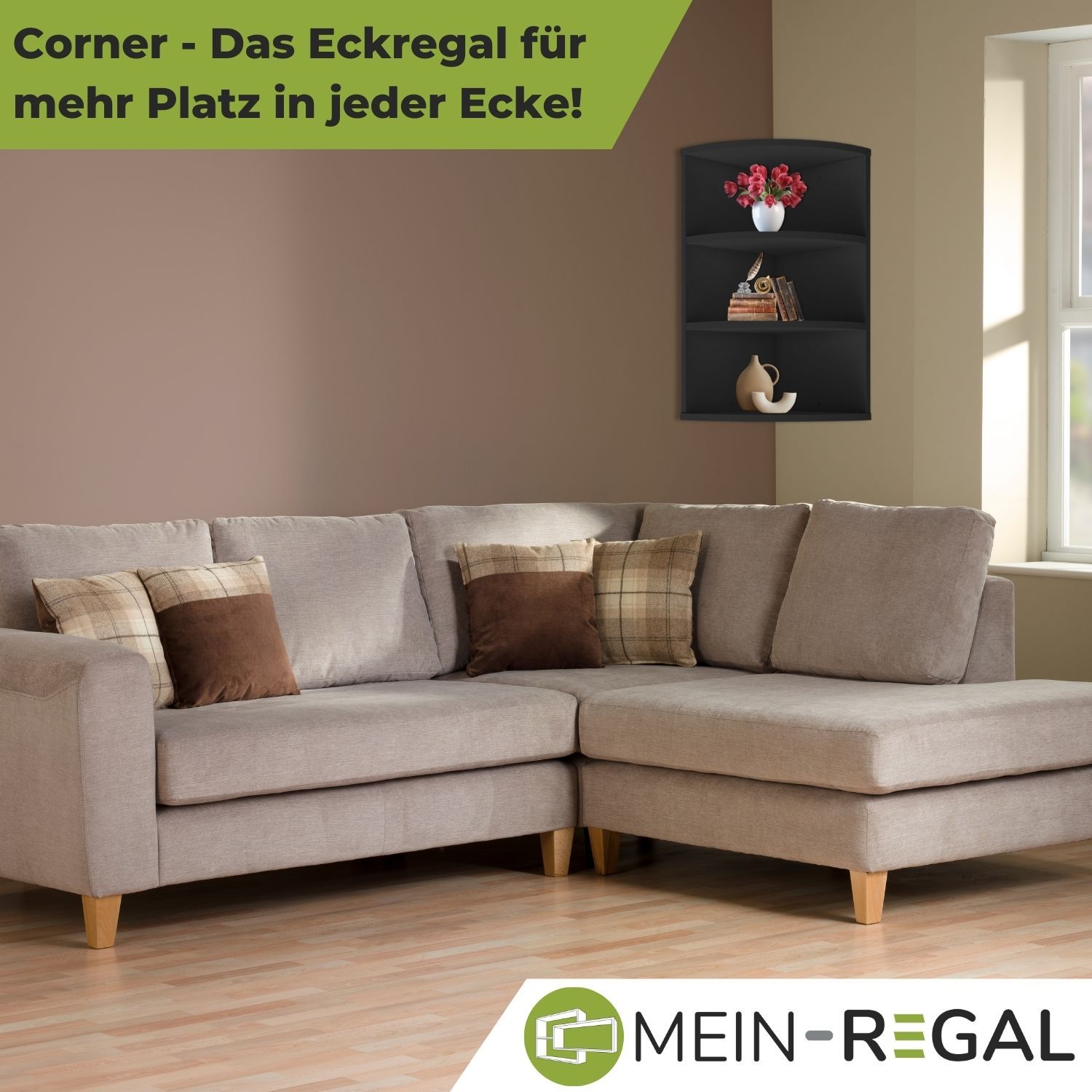 Mein-Regal Eckregal Corner 60 aus Holz 3 Etagen