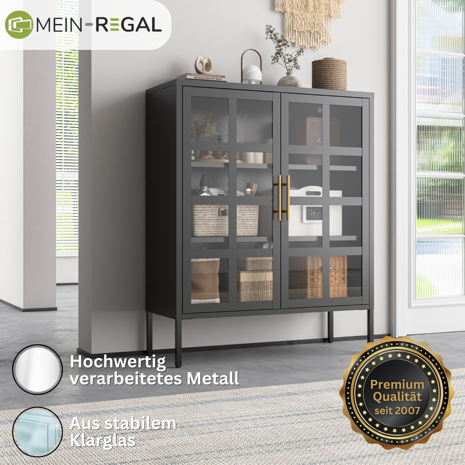 Mein-Regal Highboard Glasgow mit Glastüren