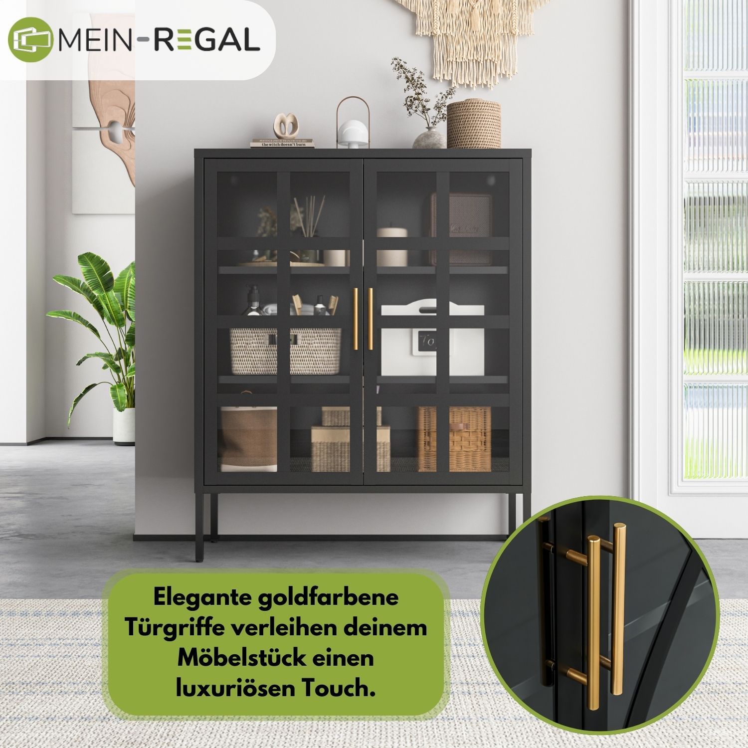 Mein-Regal Highboard Glasgow mit Glastüren