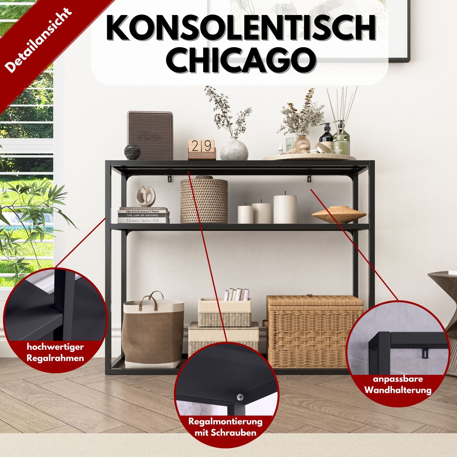 Coemo Konsolentisch Chicago Regal 2 Etagen