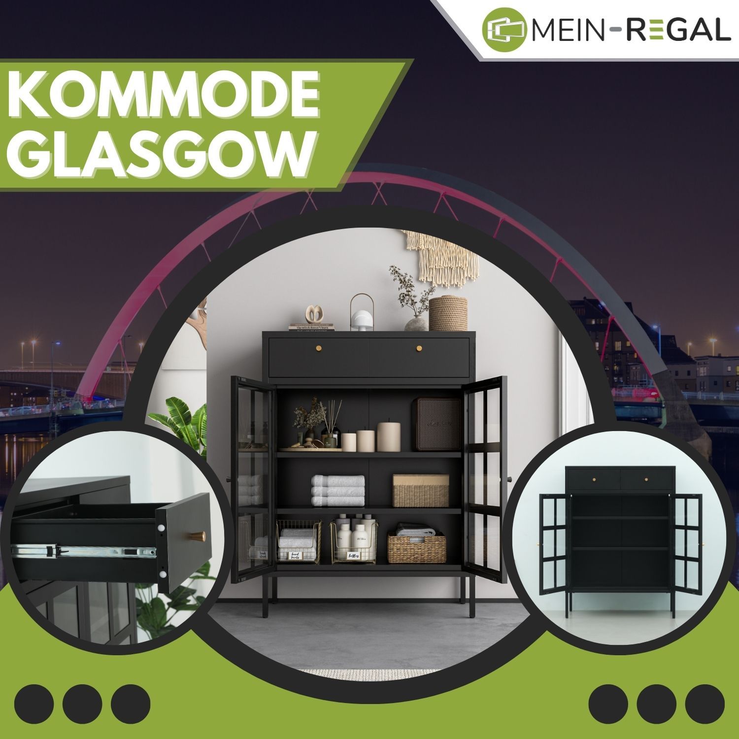 Mein-Regal Kommode Glasgow 2 Türen