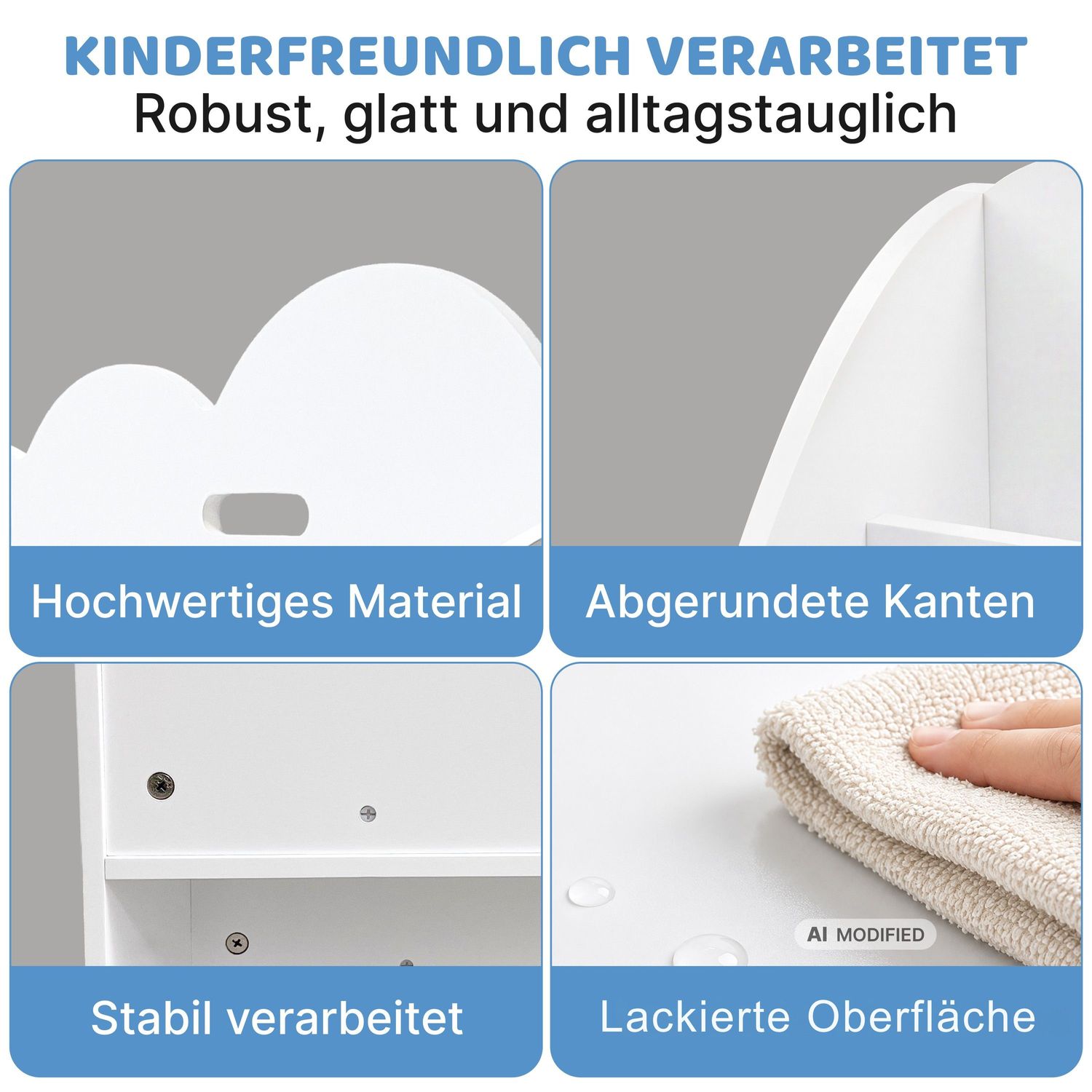 Coemo Aufbewahrungsrollwagen Bookie Bücherregal Holz Spielzeugkiste mit Rädern