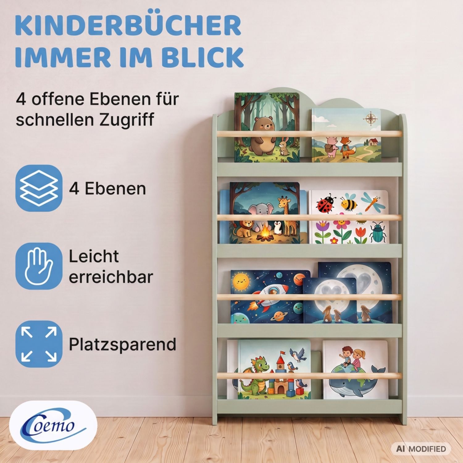 Coemo Bücher Wandregal Rony Bücherregal Holz