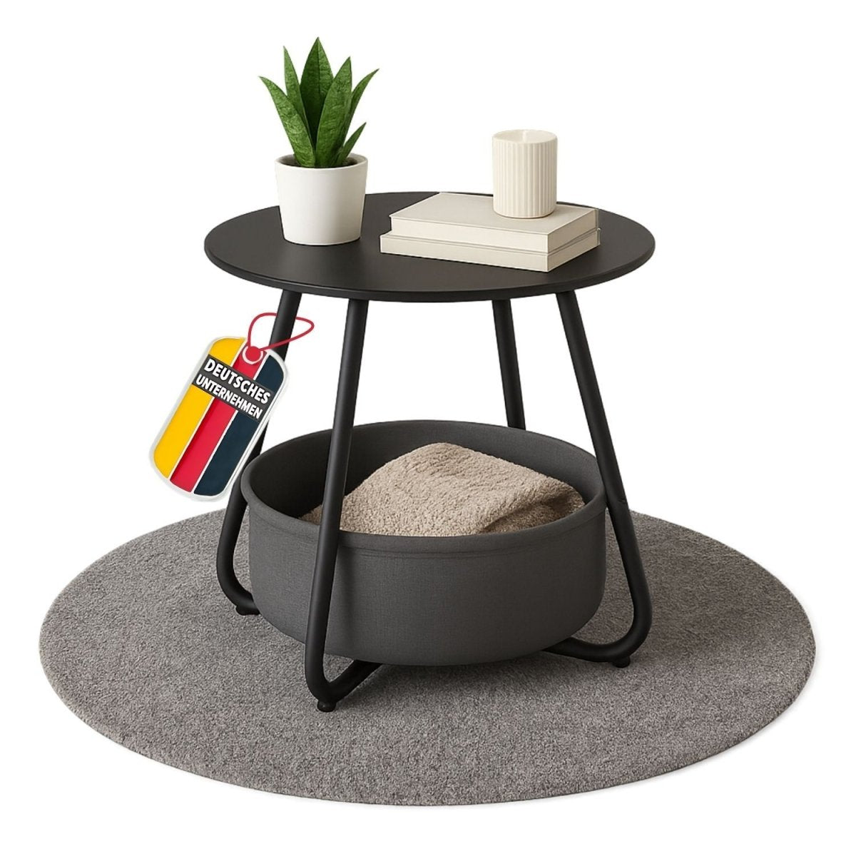 Coemo Beistelltisch Kosi mit Canvas Korb - Metallgestell mit Stoffkorb - Mein - Regal.de