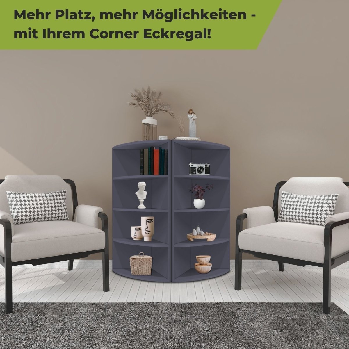 Coemo Eckregal Corner 120 aus Holz 4 Etagen