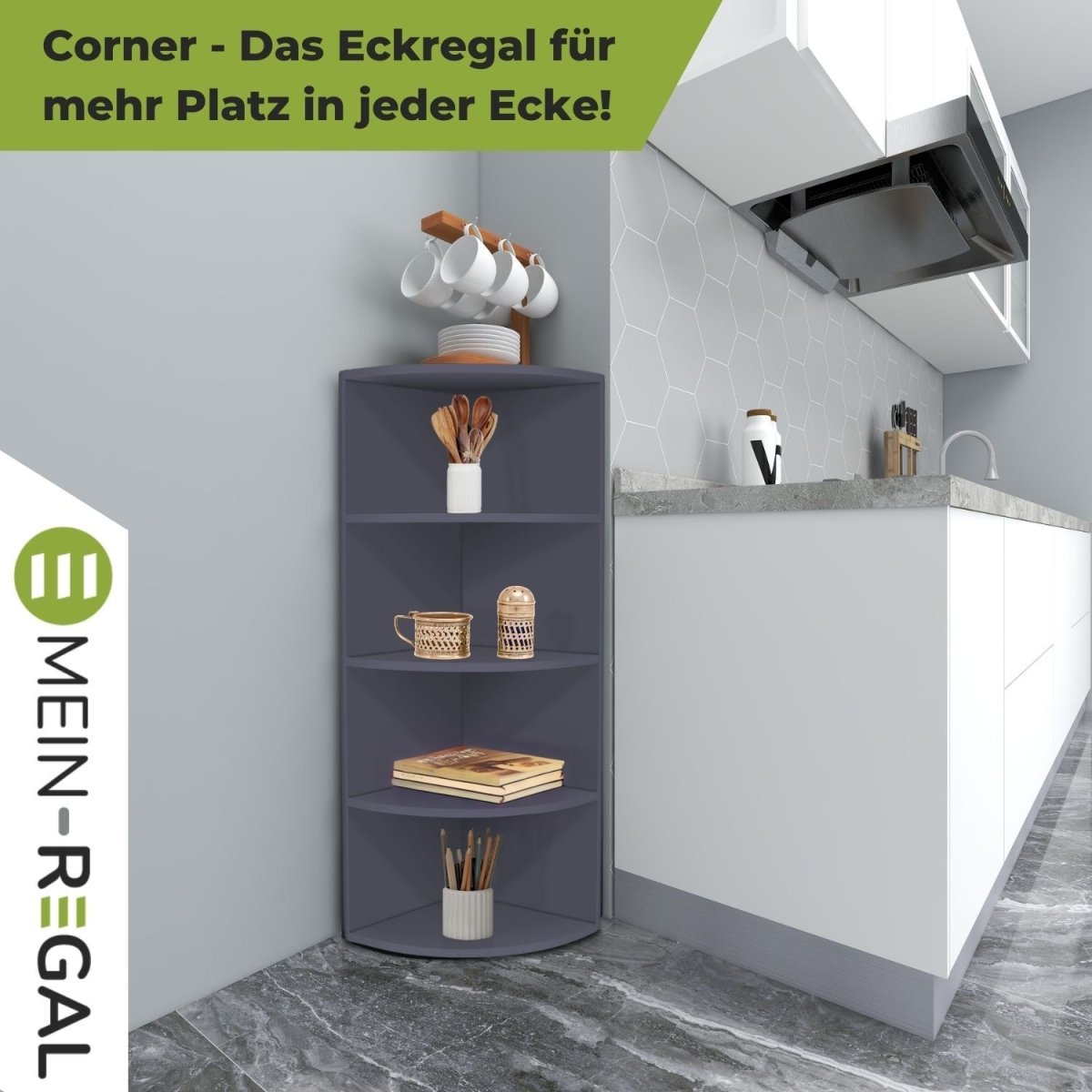Coemo Eckregal Corner 120 aus Holz 4 Etagen