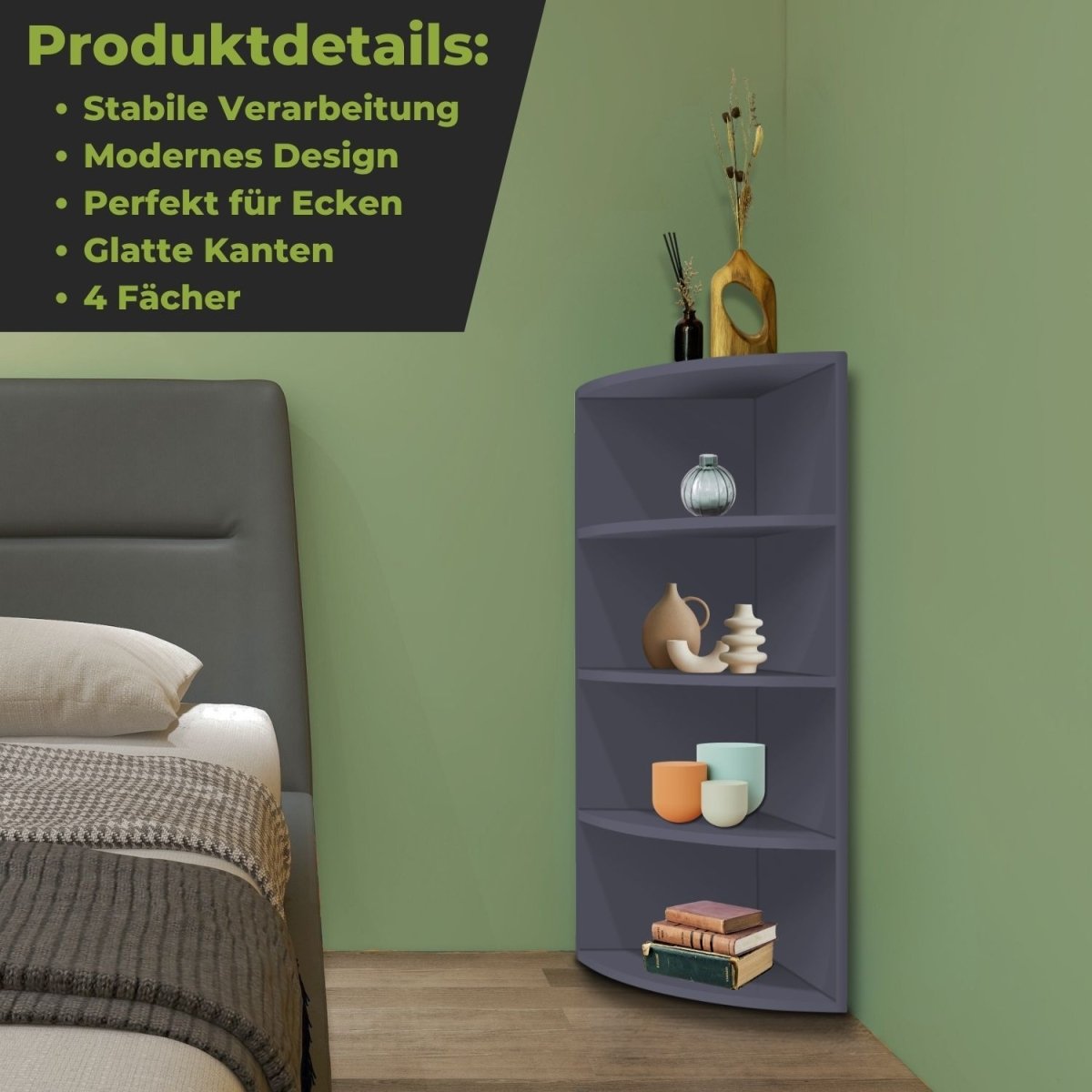 Coemo Eckregal Corner 120 aus Holz 4 Etagen