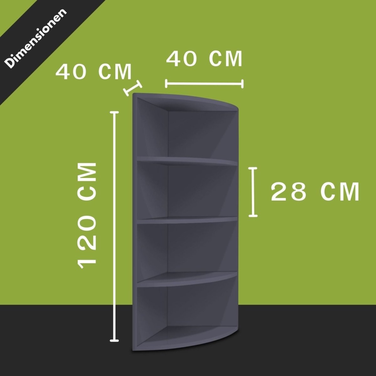 Coemo Eckregal Corner 120 aus Holz 4 Etagen
