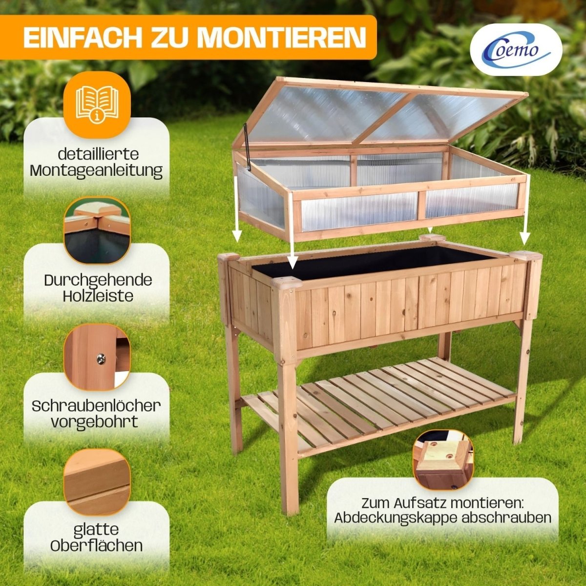 Coemo Frühbeetaufsatz - Gewächshausaufsatz für Hochbeete in verschiedenen Größen - Mein - Regal.de