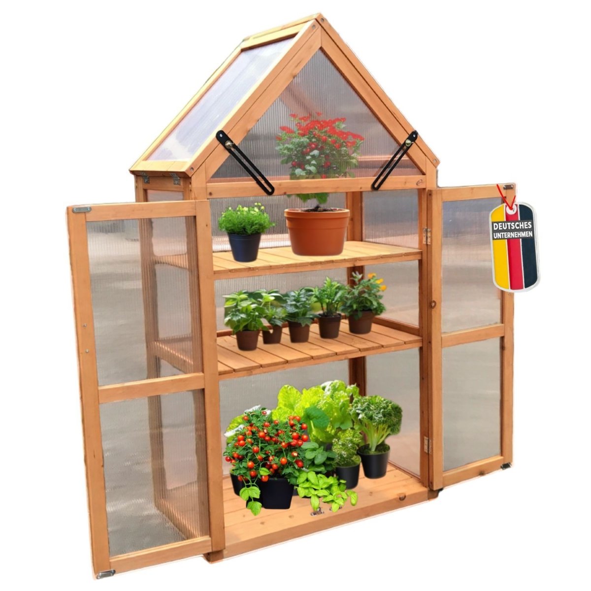 Coemo Gewächshaus Jan mit aufklappbaren Türen und Dach - Mein - Regal.de