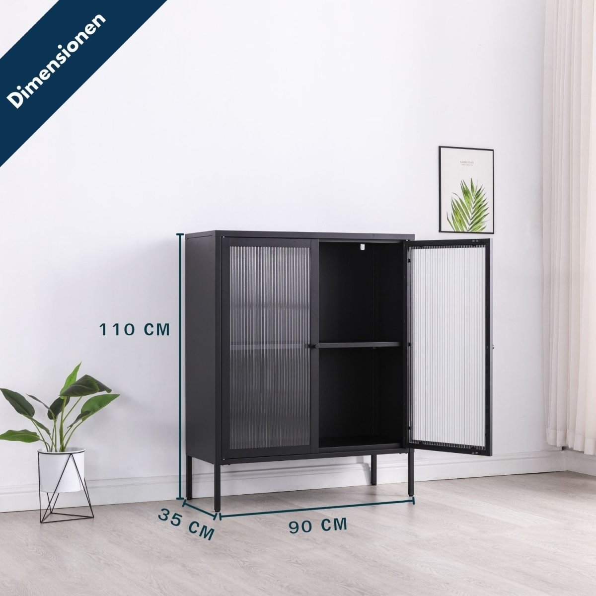 Coemo Highboard Tokio aus Metall mit Glastüren - Mein-Regal.de