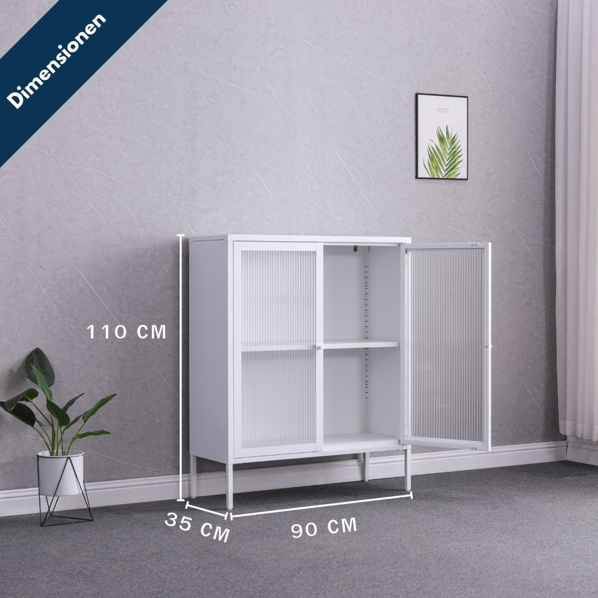 Coemo Highboard Tokio aus Metall mit Glastüren - Mein-Regal.de