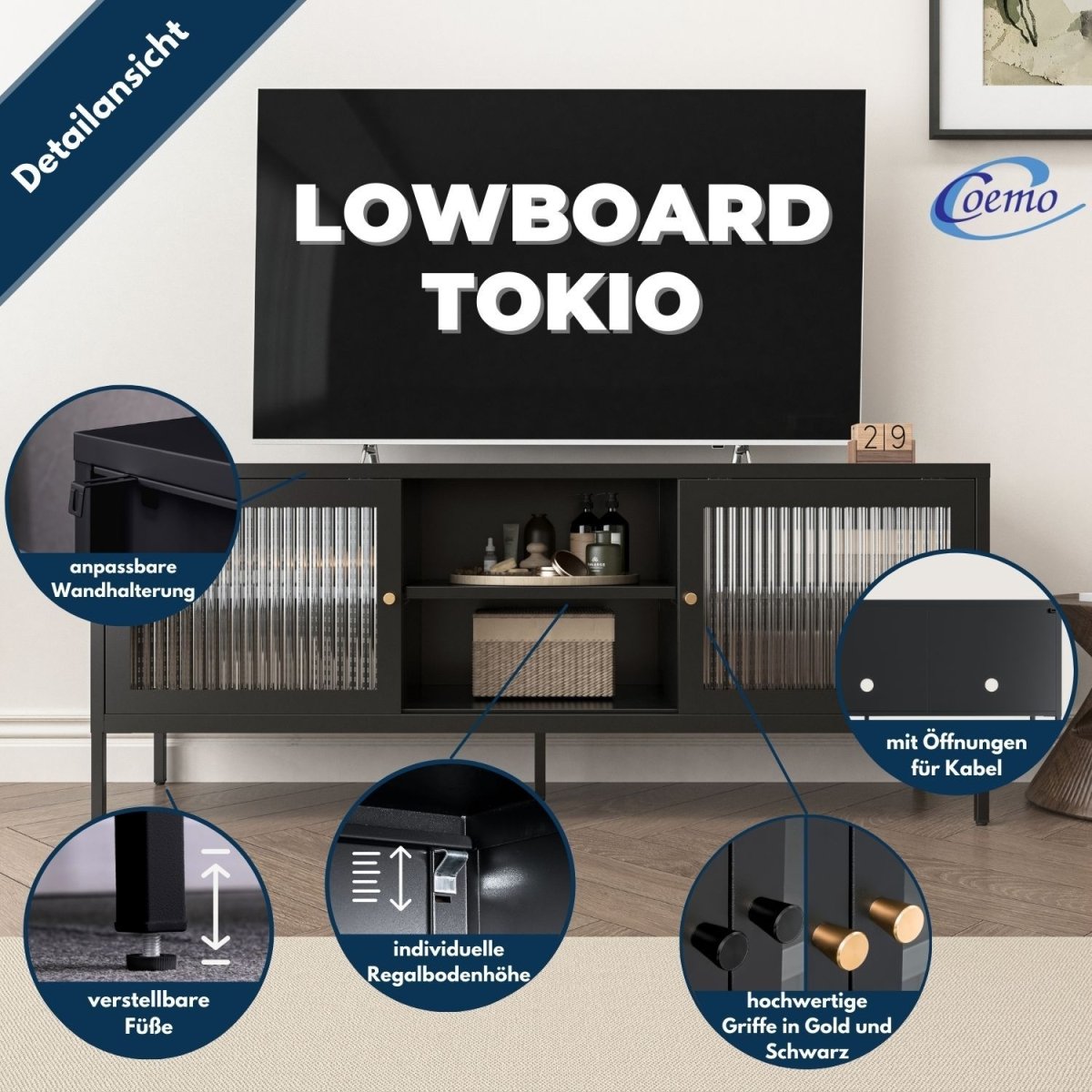 Coemo Lowboard Tokio TV - Schrank - Mein - Regal.de