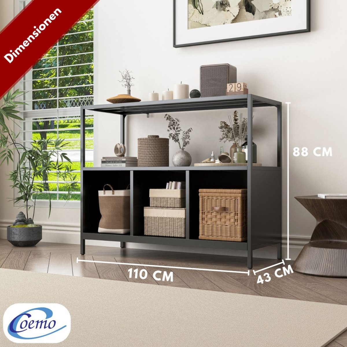 Coemo Sideboard Chicago mit 3 kleinen Fächern und 1 großem Regalfach