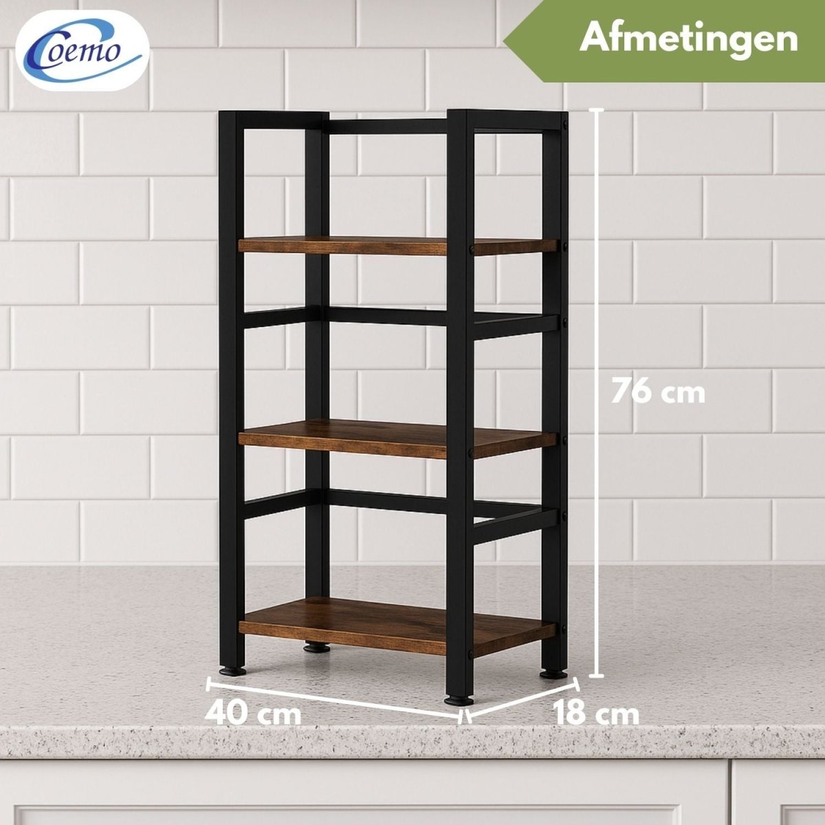 Mein - Regal kompaktes Küchenregal Vintage aus Holz mit Metallrahmen - Mein - Regal.de