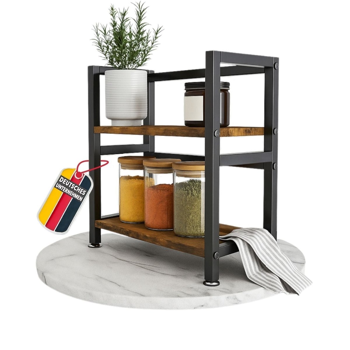 Mein - Regal kompaktes Küchenregal Vintage aus Holz mit Metallrahmen - Mein - Regal.de